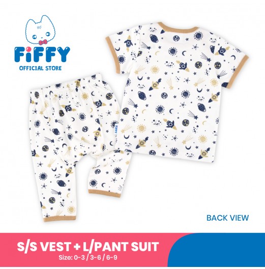 FIFFY STARRY NIGHT SHORT SLEEVE VEST + LONG PANT SUIT