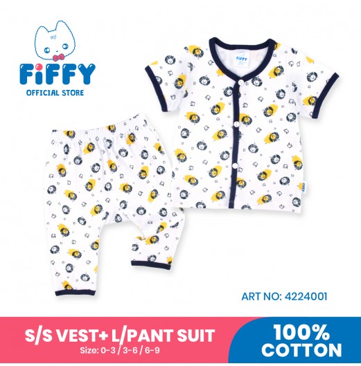 FIFFY LION ROYALTY SHORT SLEEVE VEST + LONG PANT SUIT