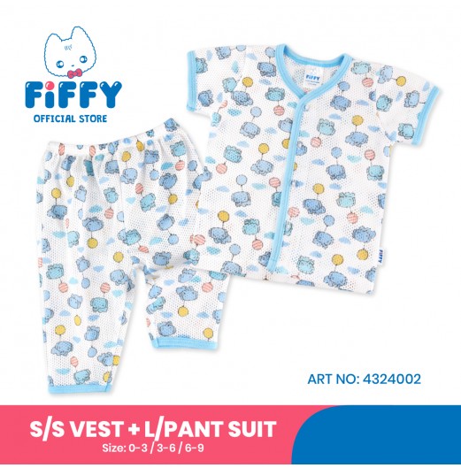 FIFFY ELEPHANT WITH BALLOONS SHORT SLEEVE VEST + LONG PANT SUIT