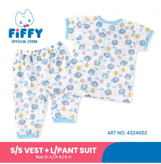 FIFFY ELEPHANT WITH BALLOONS SHORT SLEEVE VEST + LONG PANT SUIT