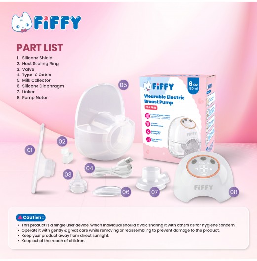 FIFFY WEARABLE ELECTRIC BREAST PUMP (SINGLE)