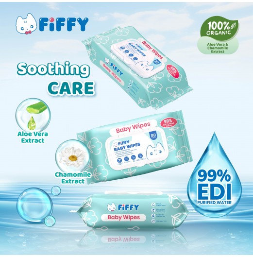 FIFFY EDI PURIFIED WATER BABY WIPES (NEW) (80's*2/ 80's*12)