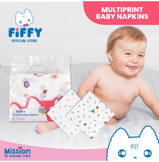 FIFFY BABY NAPKIN PRINTED 76 X 76CM 10'S