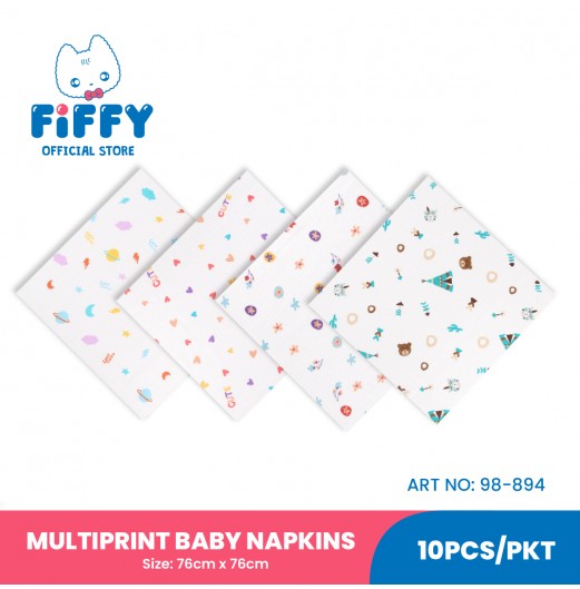 FIFFY BABY NAPKIN PRINTED 76 X 76CM 10'S