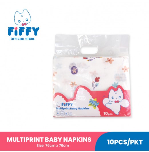 FIFFY BABY NAPKIN PRINTED 76 X 76CM 10'S