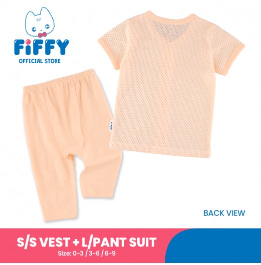 FIFFY HELLO BEAR SHORT SLEEVE VEST + LONG PANT SUIT