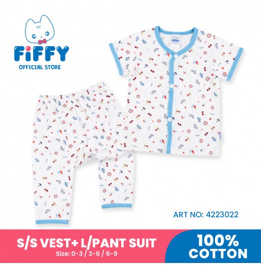 FIFFY TINY SAILOR ADVENTURES SHORT SLEEVE VEST + LONG PANT SUIT