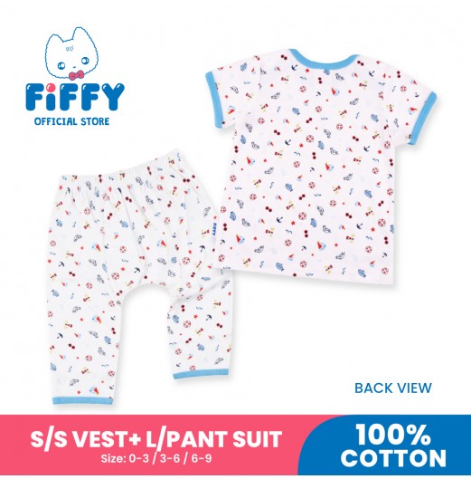 FIFFY TINY SAILOR ADVENTURES SHORT SLEEVE VEST + LONG PANT SUIT